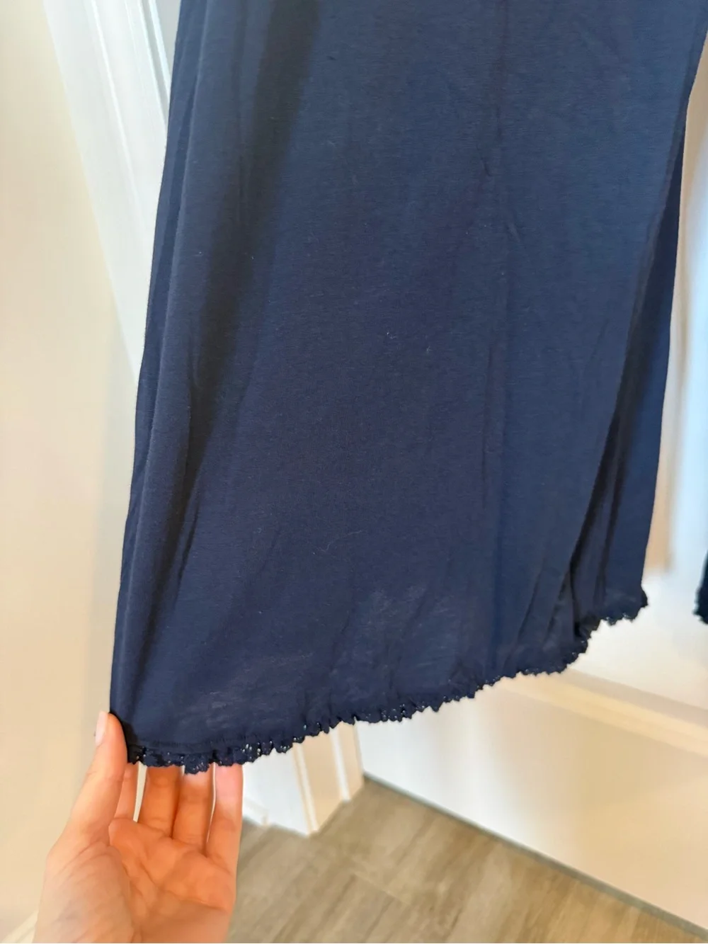 Intimately Free People Navy Smocked Wide-Leg Jumpsuit with Tie Straps